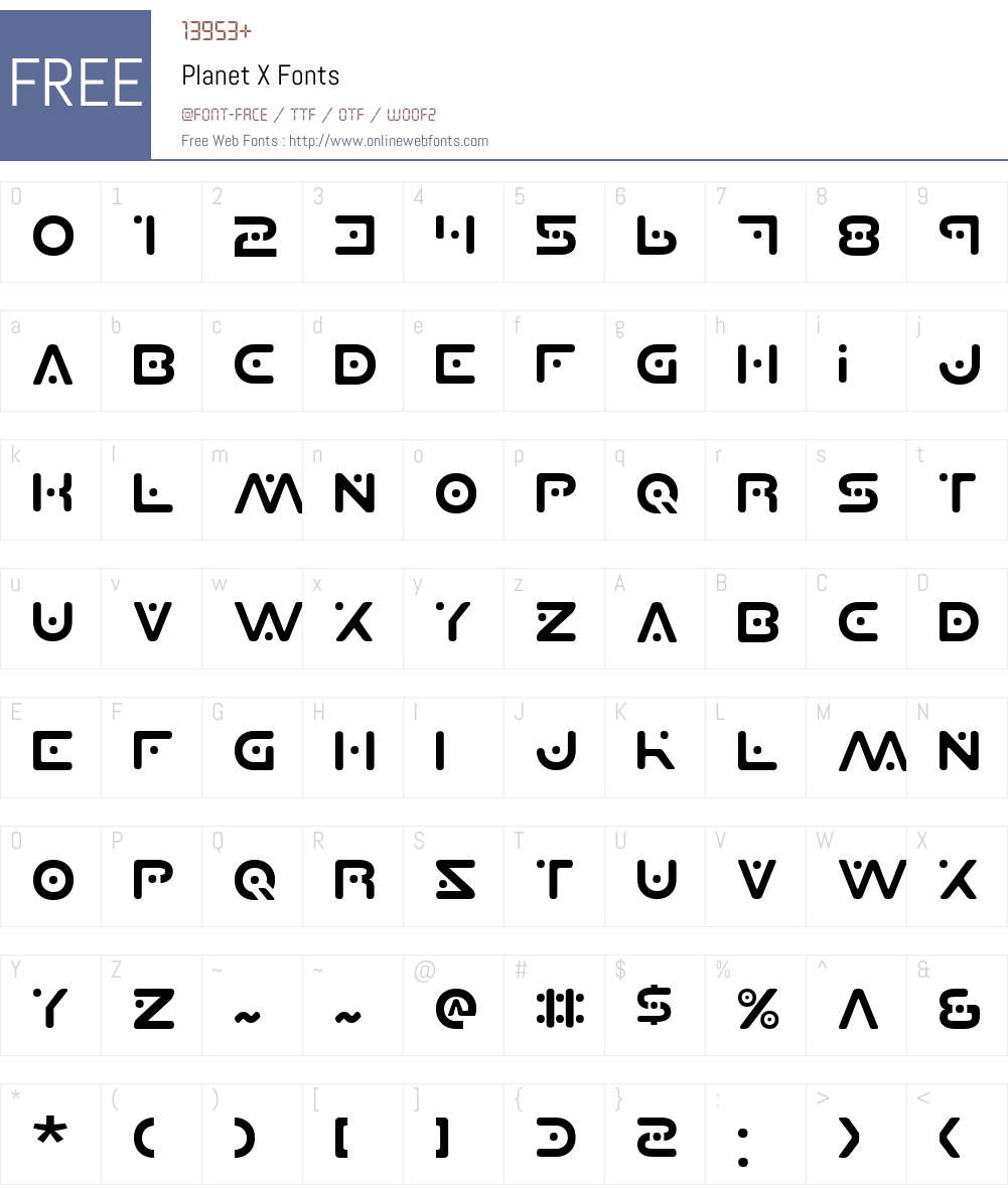 Planet X Font Screenshots
