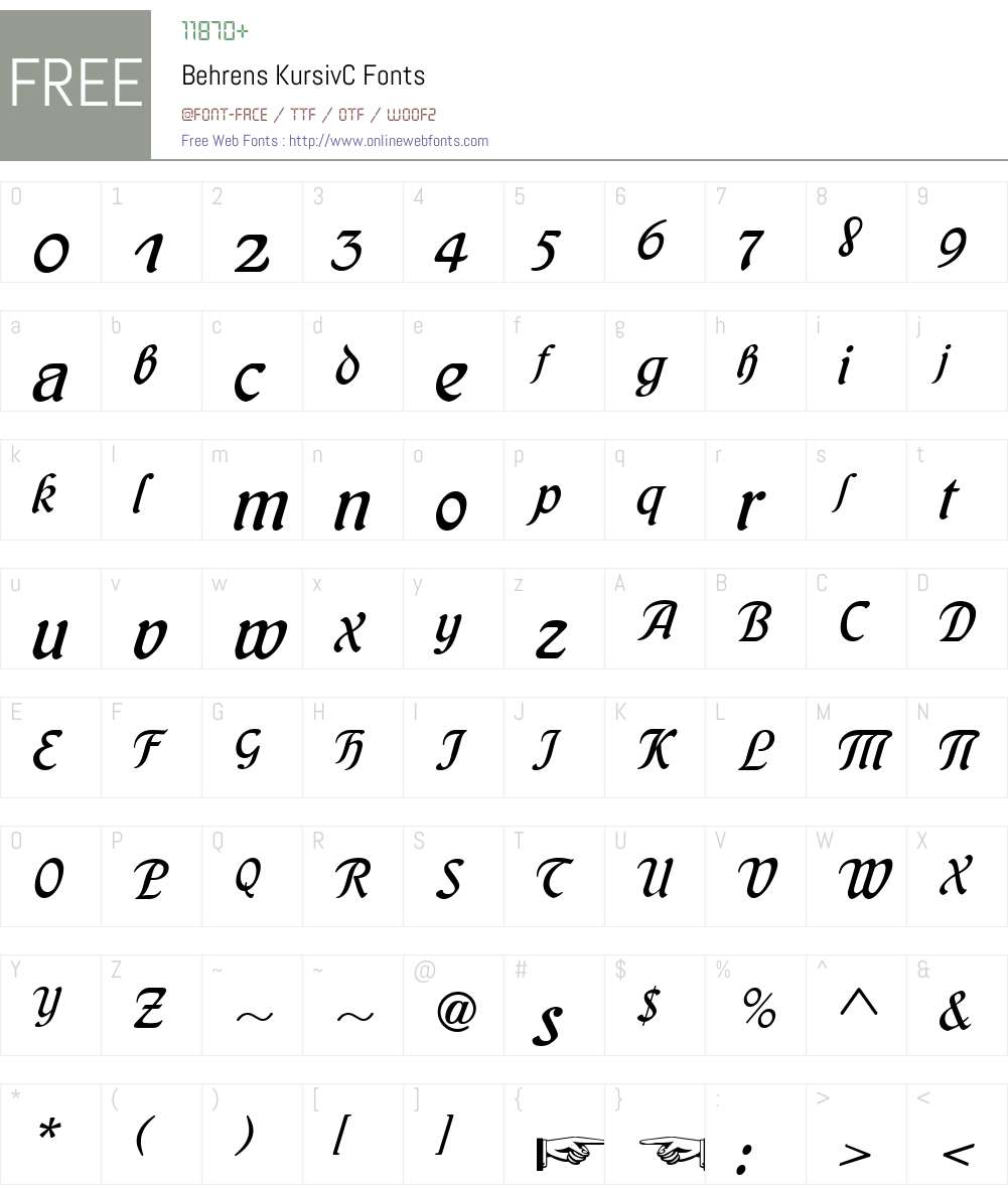Behrens KursivC Font Screenshots