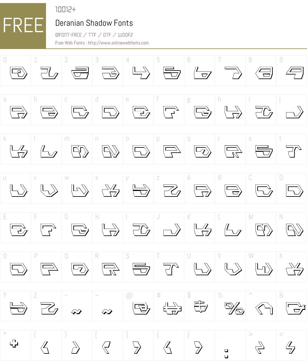 Deranian Shadow Font Screenshots