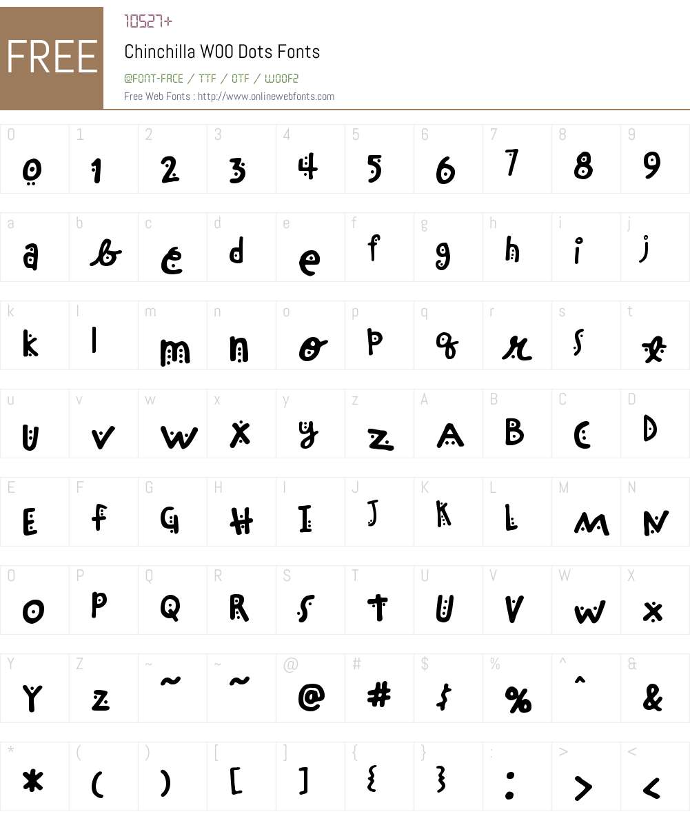 ChinchillaW00-Dots Font Screenshots