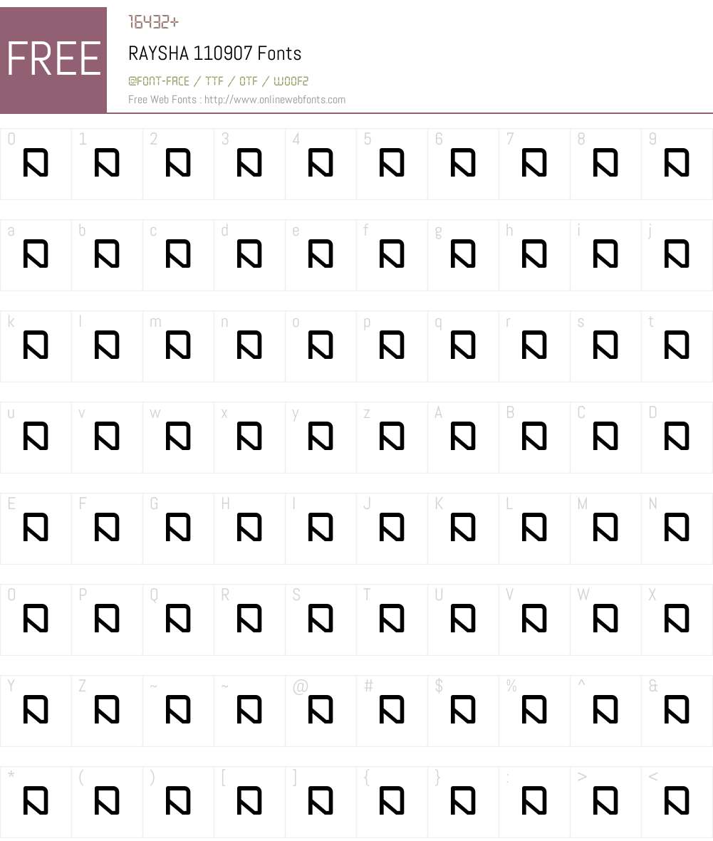RAYSHA 110907 Font Screenshots