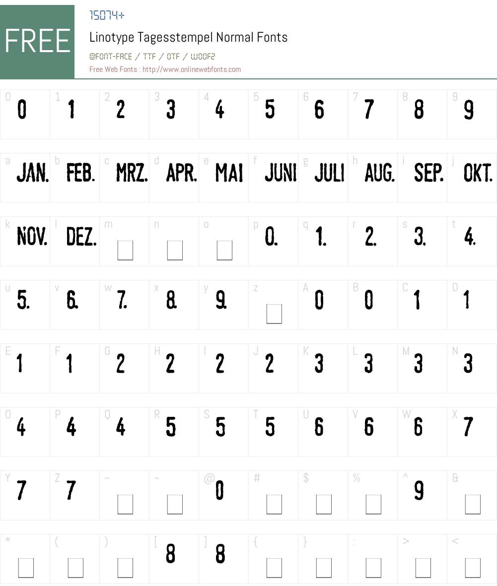 LTTagesstempel Font Screenshots