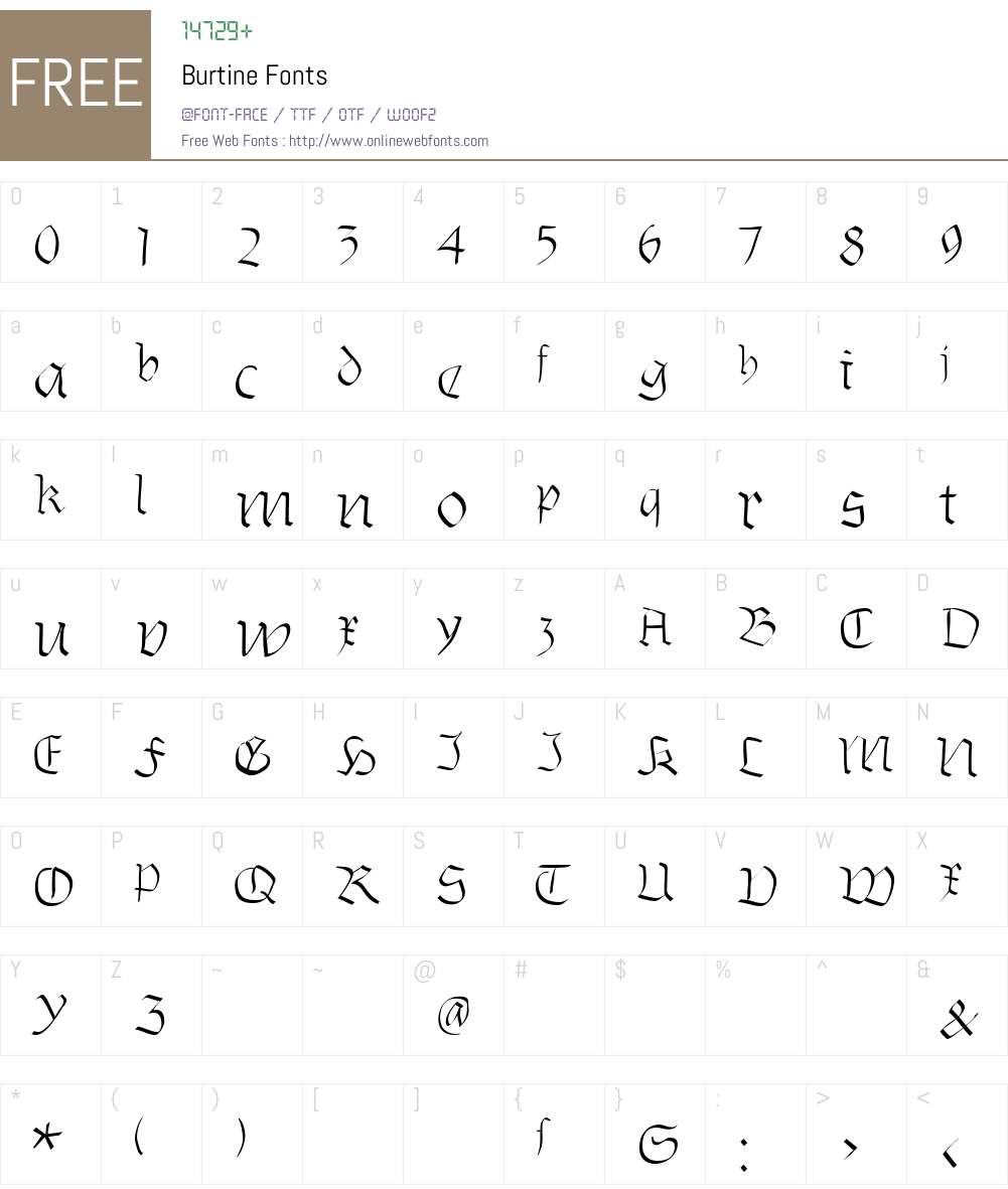 Burtine Font Screenshots