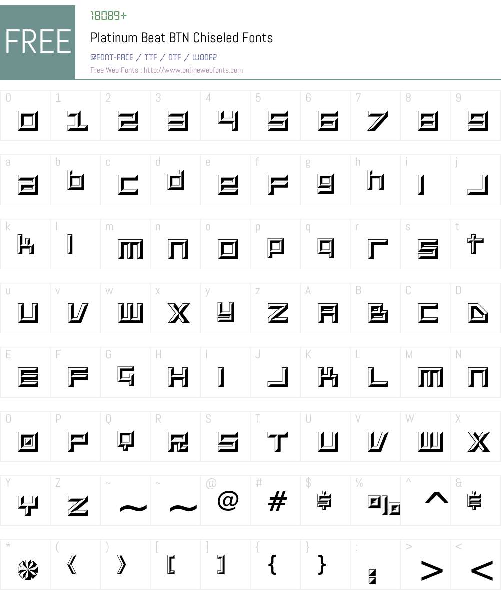 Platinum Beat BTN Chiseled Font Screenshots
