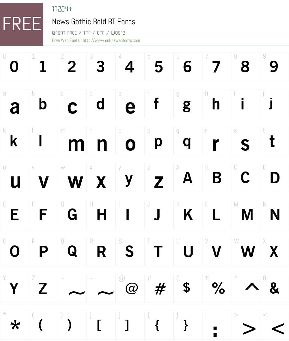 NewsGoth BT Font Screenshots