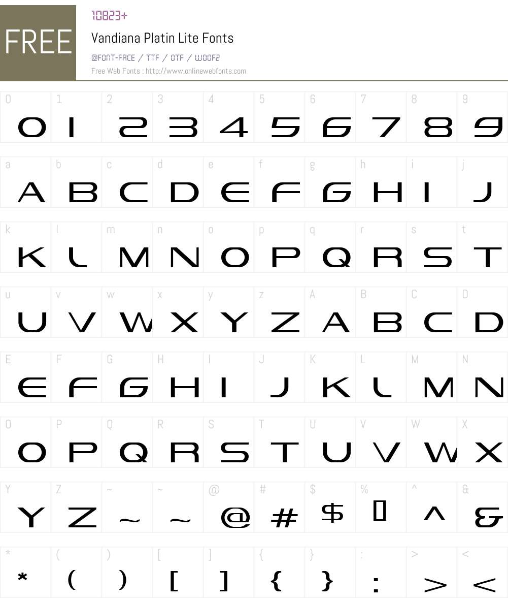Vandiana Platin Lite Font Screenshots