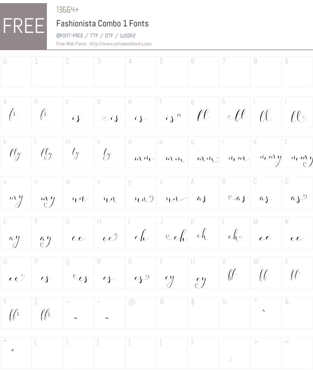 Fashionista Combo 1 Font Screenshots