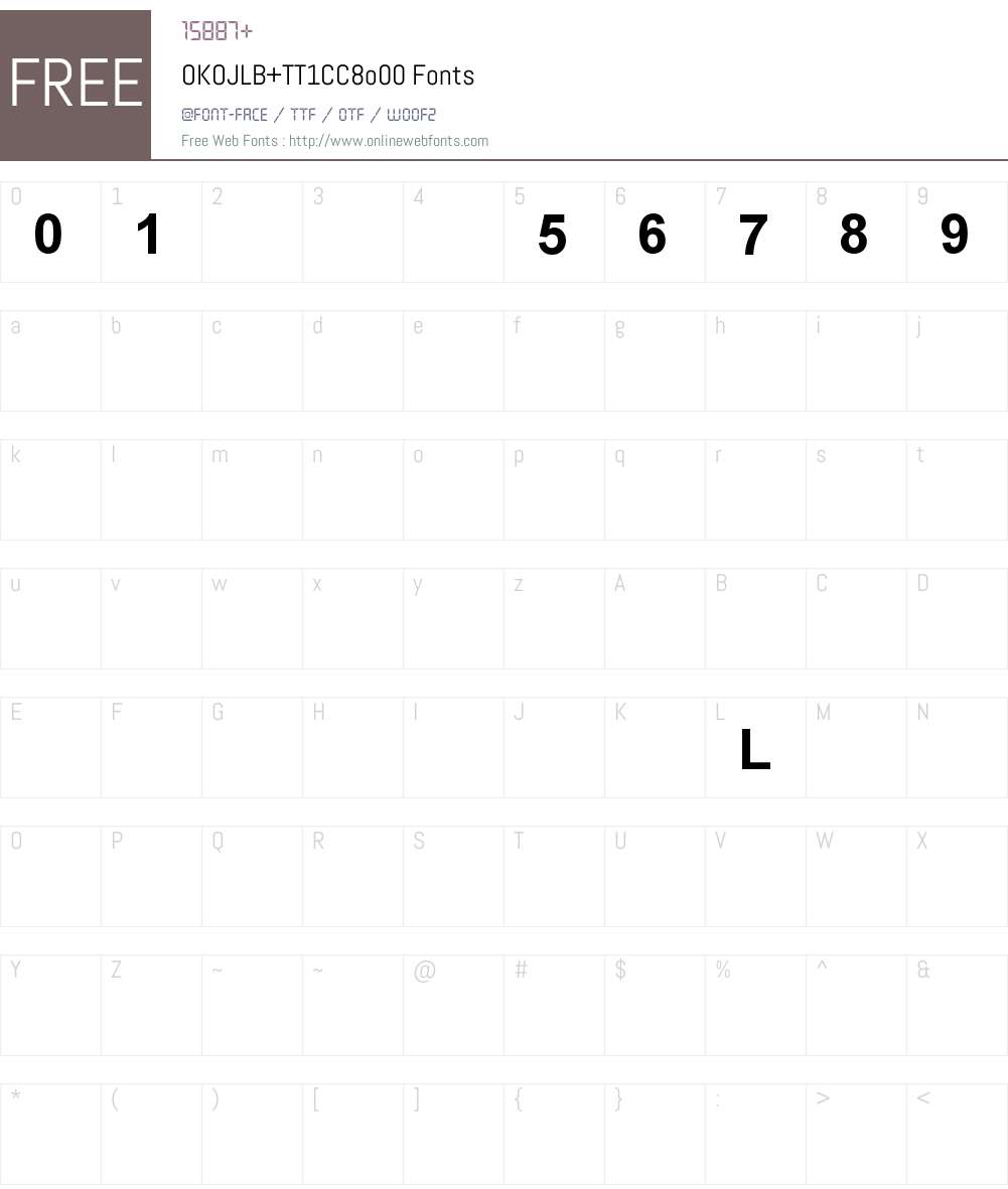 OKOJLB+TT1CC8o00 Font Screenshots