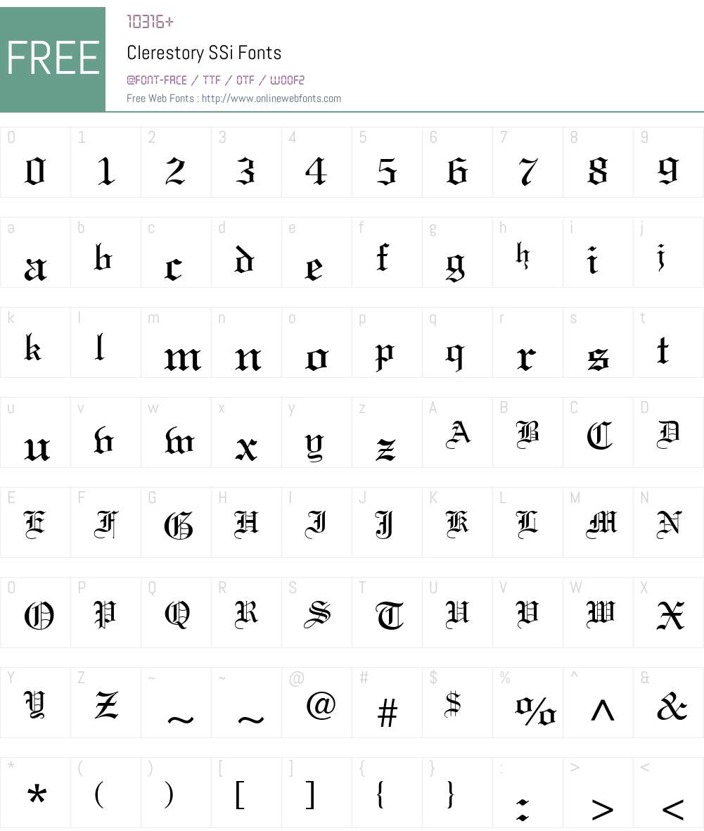 Clerestory SSi Font Screenshots