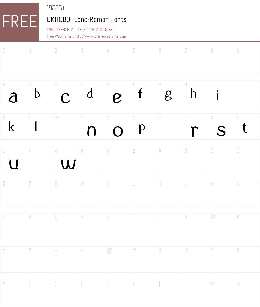 DKHCBO+Lonc-Roman Font Screenshots