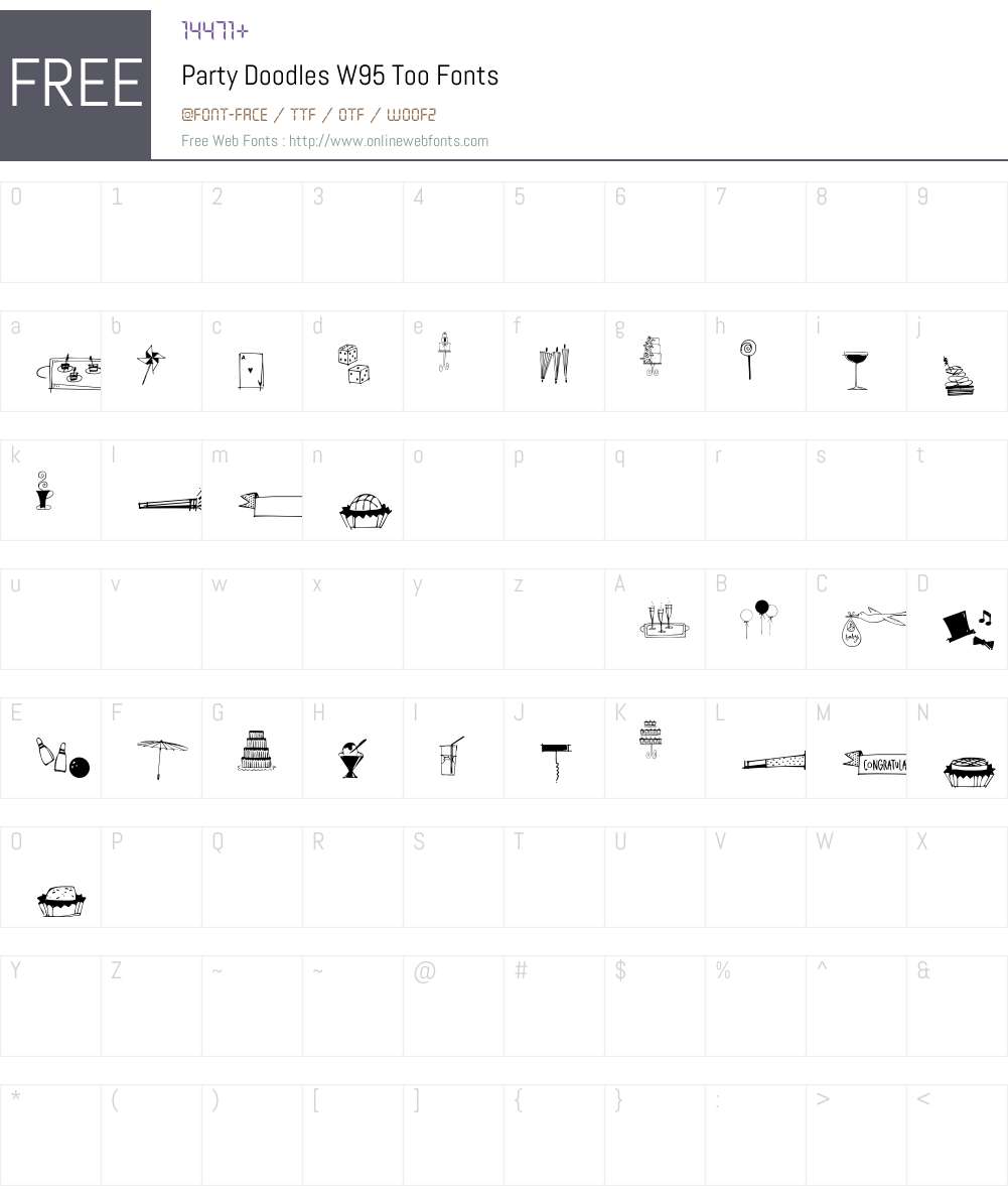 PartyDoodlesW95-Too Font Screenshots