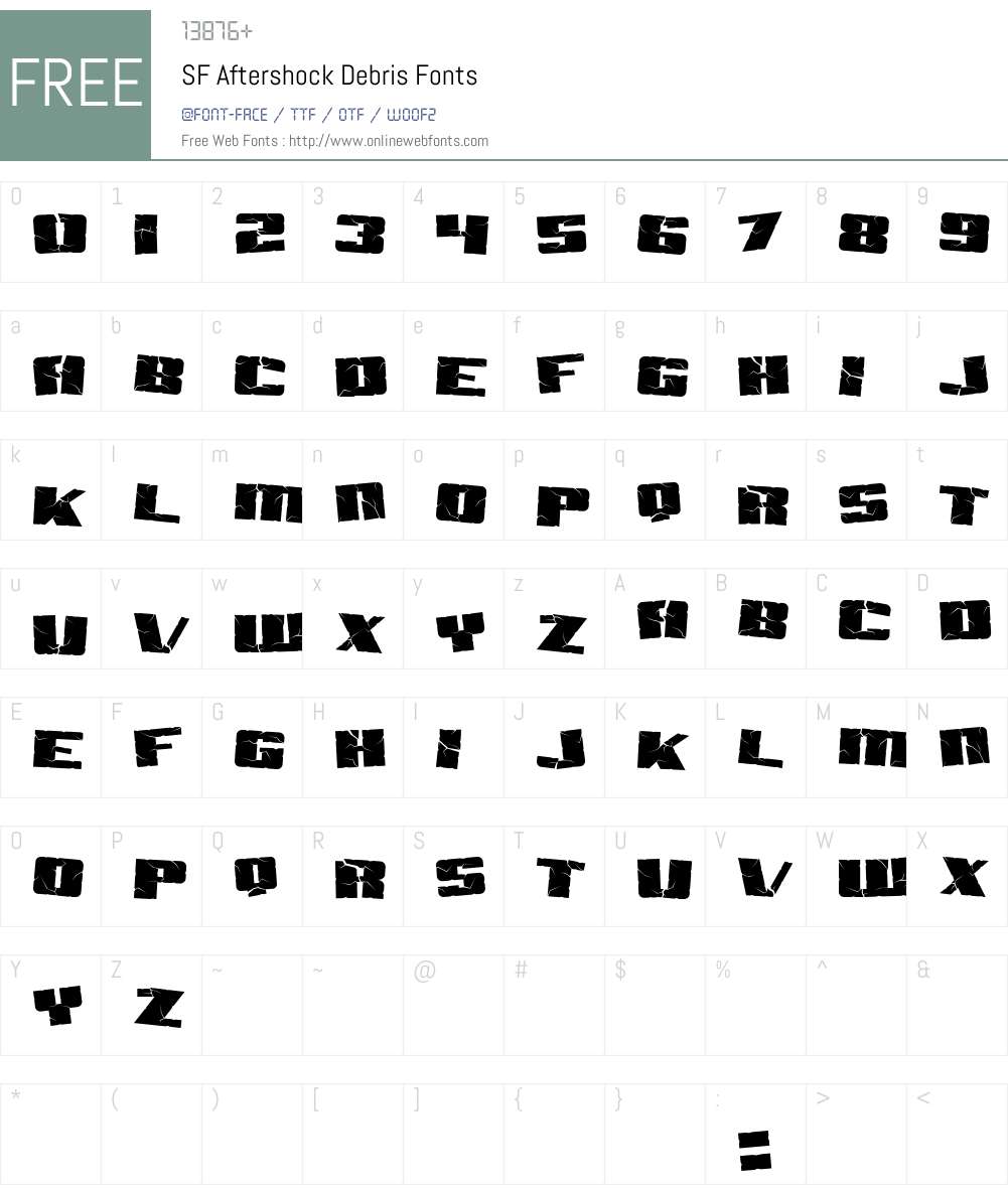 SF Aftershock Debris Font Screenshots