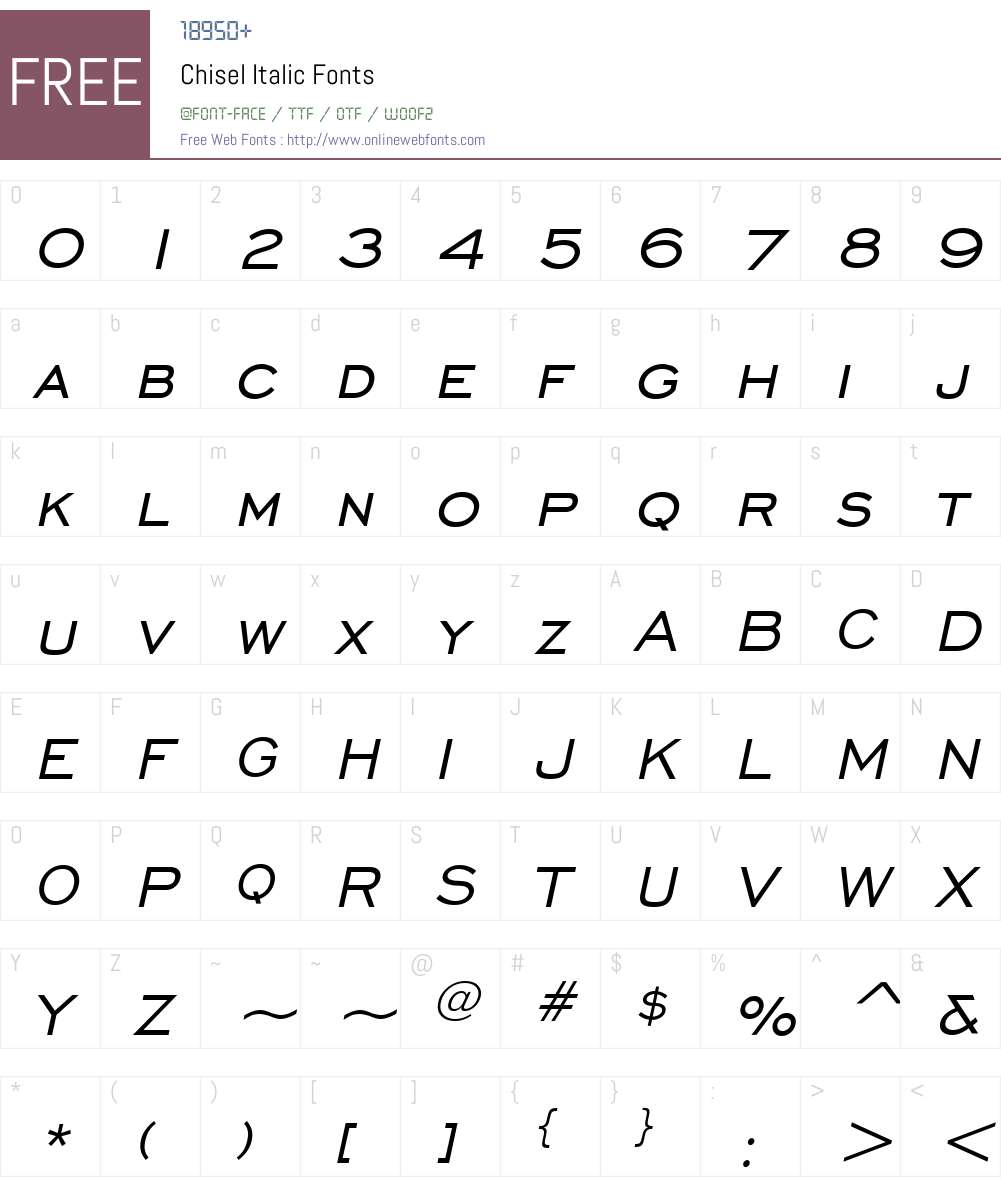 Chisel Font Screenshots