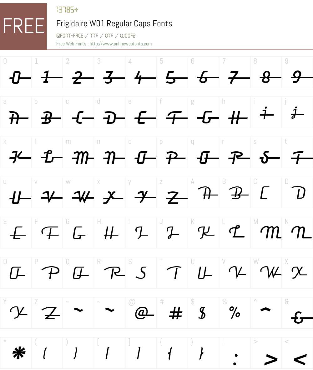 FrigidaireW01-RegularCaps Font Screenshots