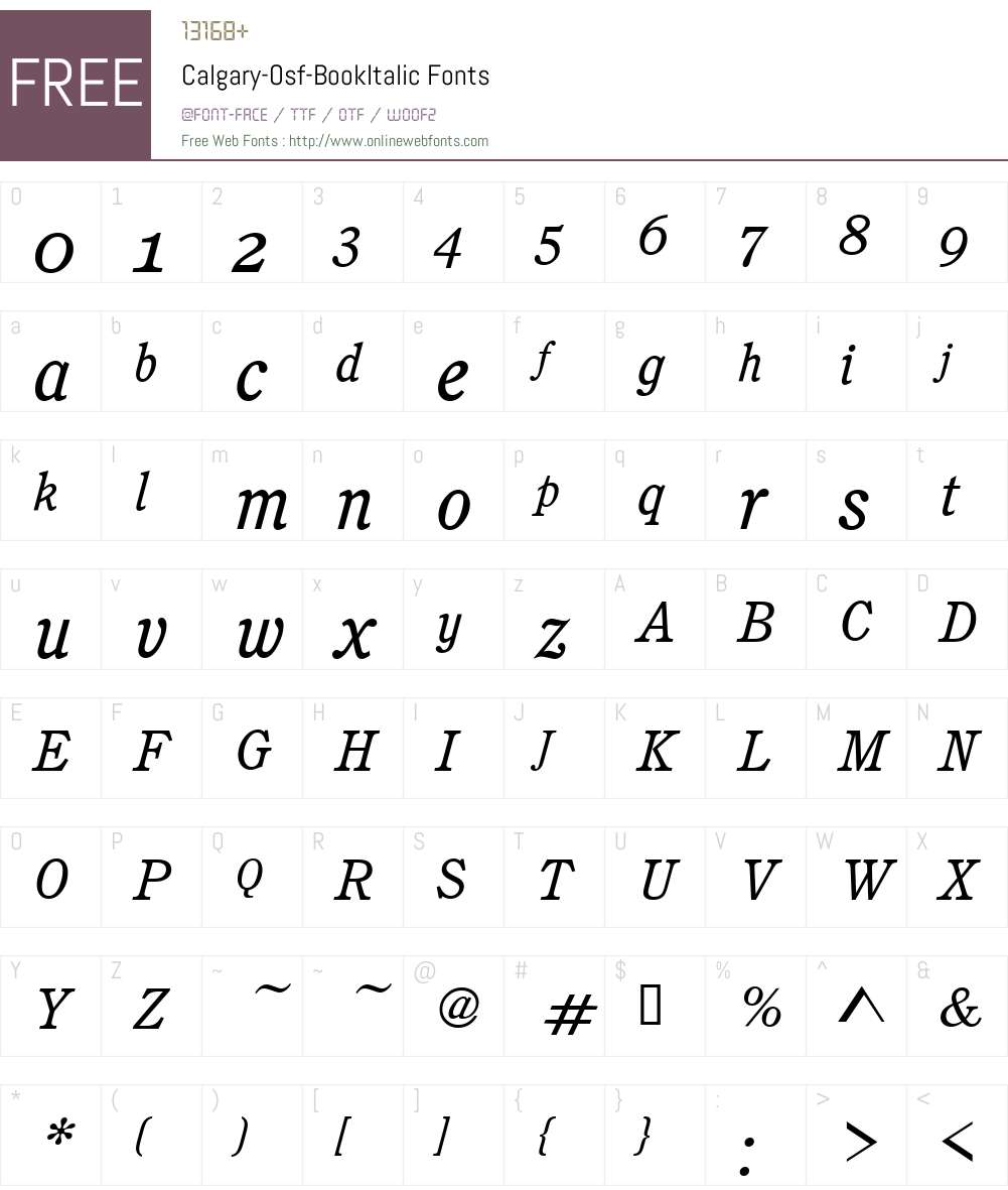 Calgary-Osf Font Screenshots