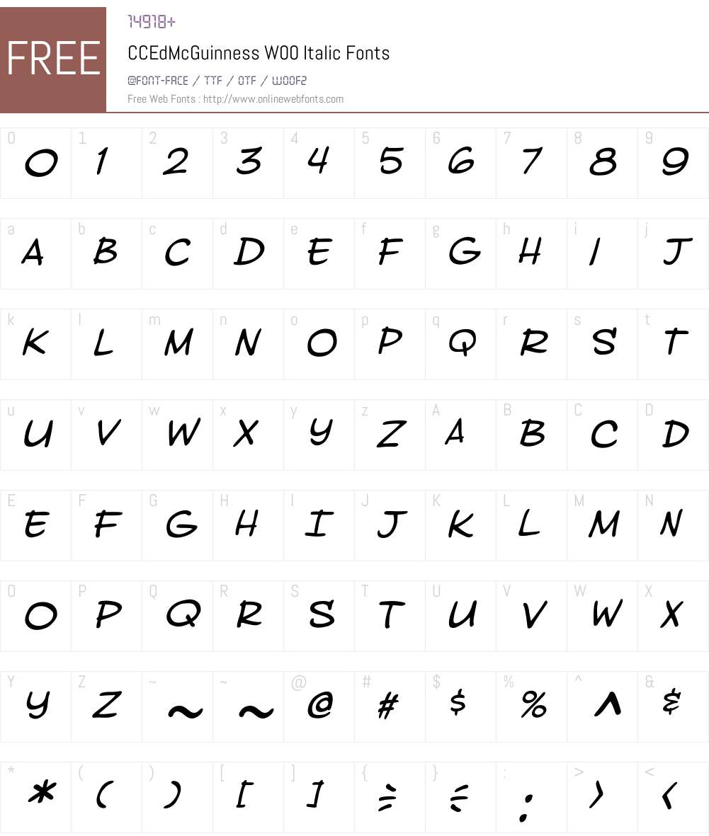 CCEdMcGuinnessW00-Italic Font Screenshots