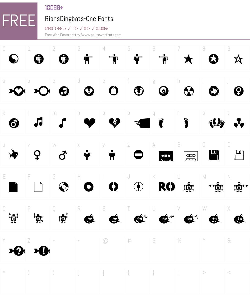 RiansDingbats Font Screenshots