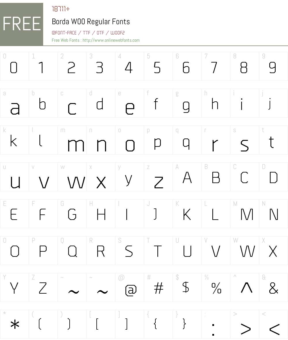 BordaW00-Regular Font Screenshots