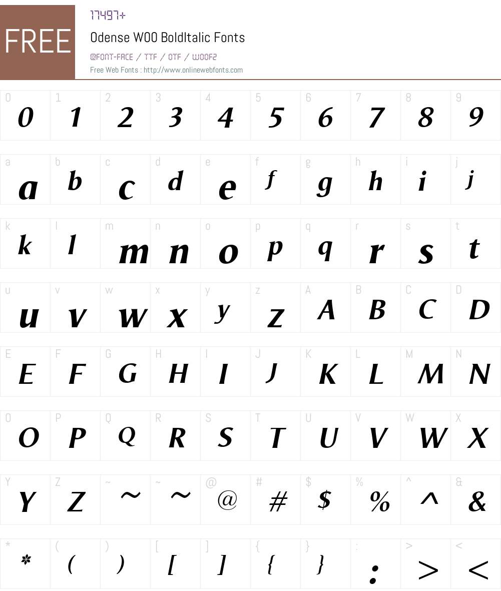 OdenseW00-BoldItalic Font Screenshots