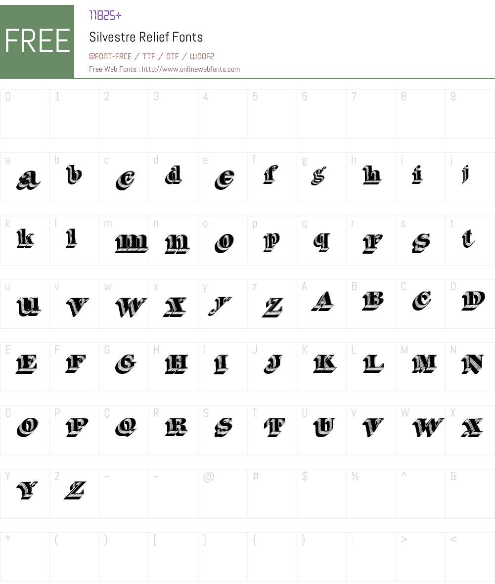Silvestre Relief Font Screenshots