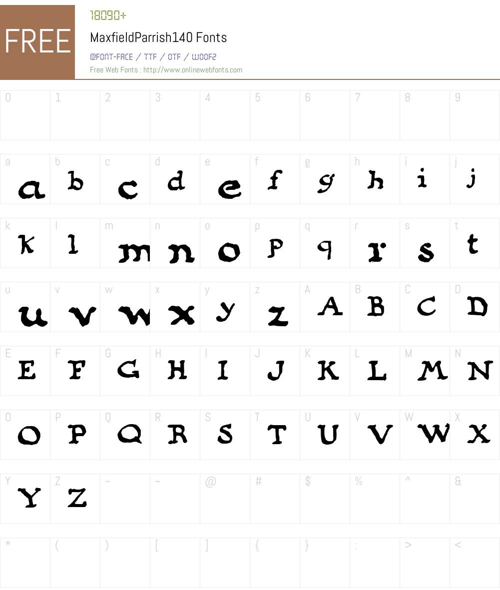 MaxfieldParrish140 Font Screenshots