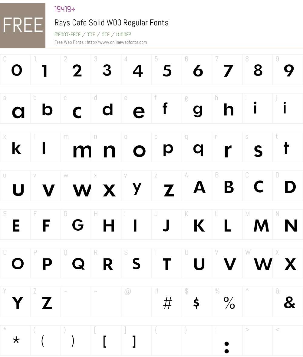 RaysCafeSolidW00-Regular Font Screenshots