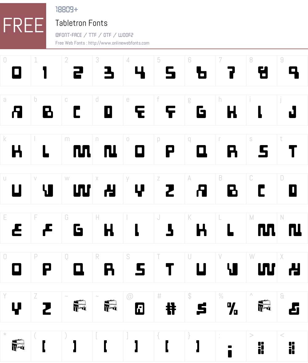 Tabletron Font Screenshots