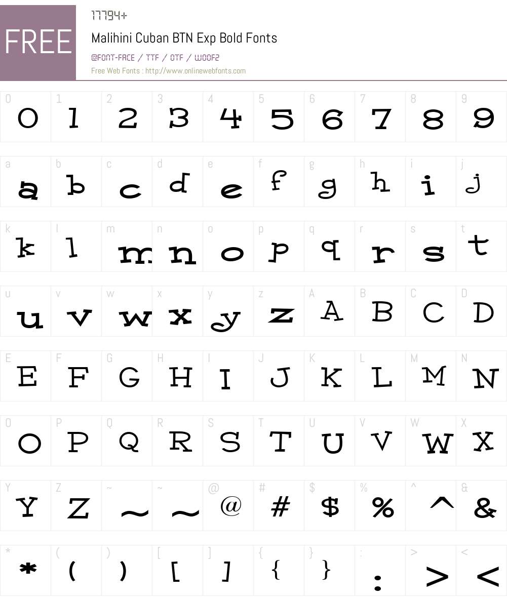 Malihini Cuban BTN Exp Font Screenshots