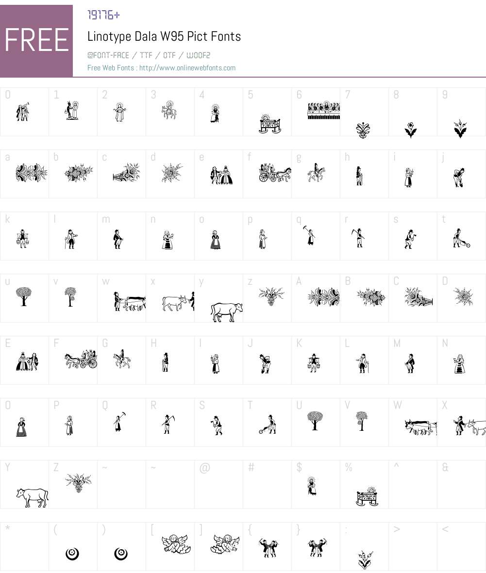 LinotypeDalaW95-Pict Font Screenshots