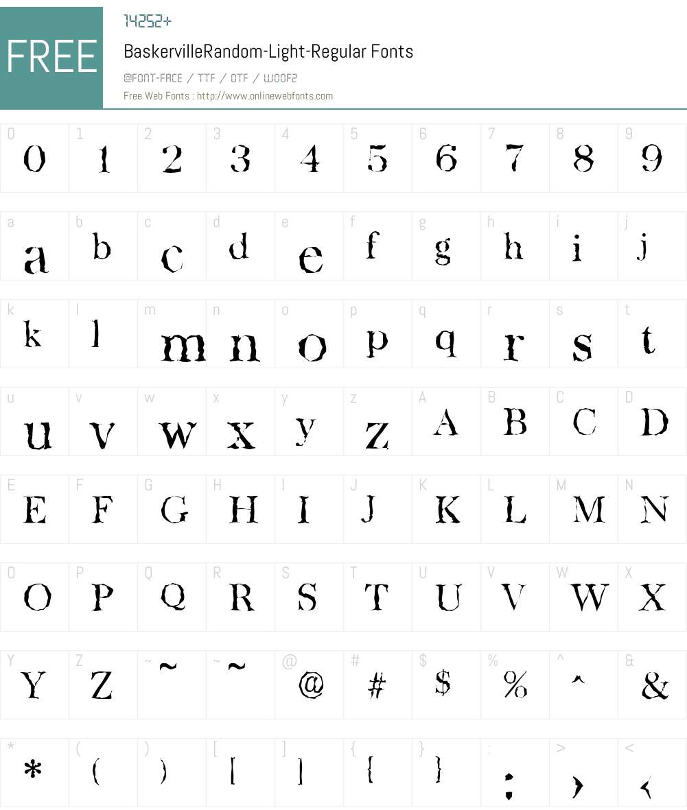 BaskervilleRandom-Light Font Screenshots