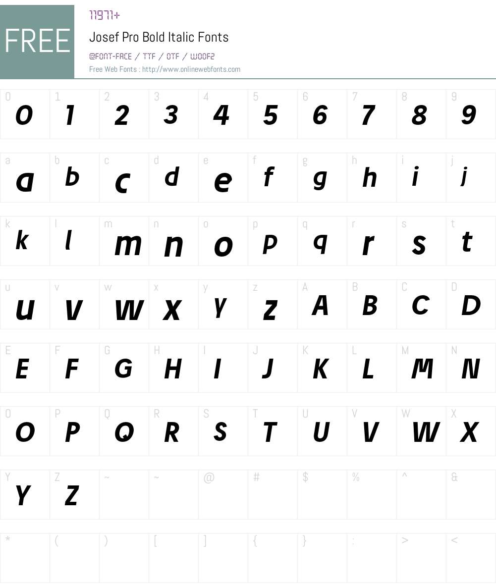 Josef Pro Bold Font Screenshots