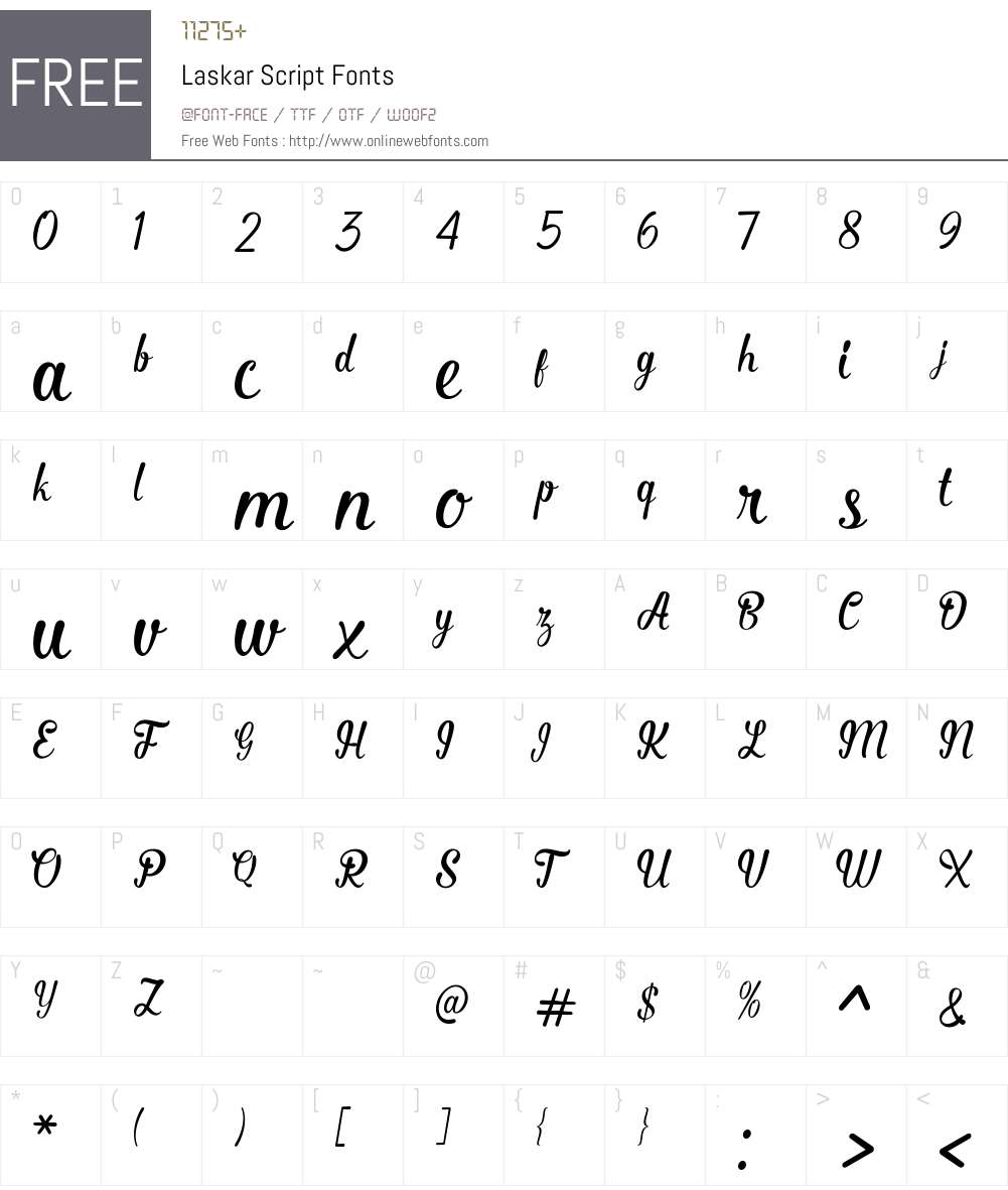 Laskar Script Font Screenshots