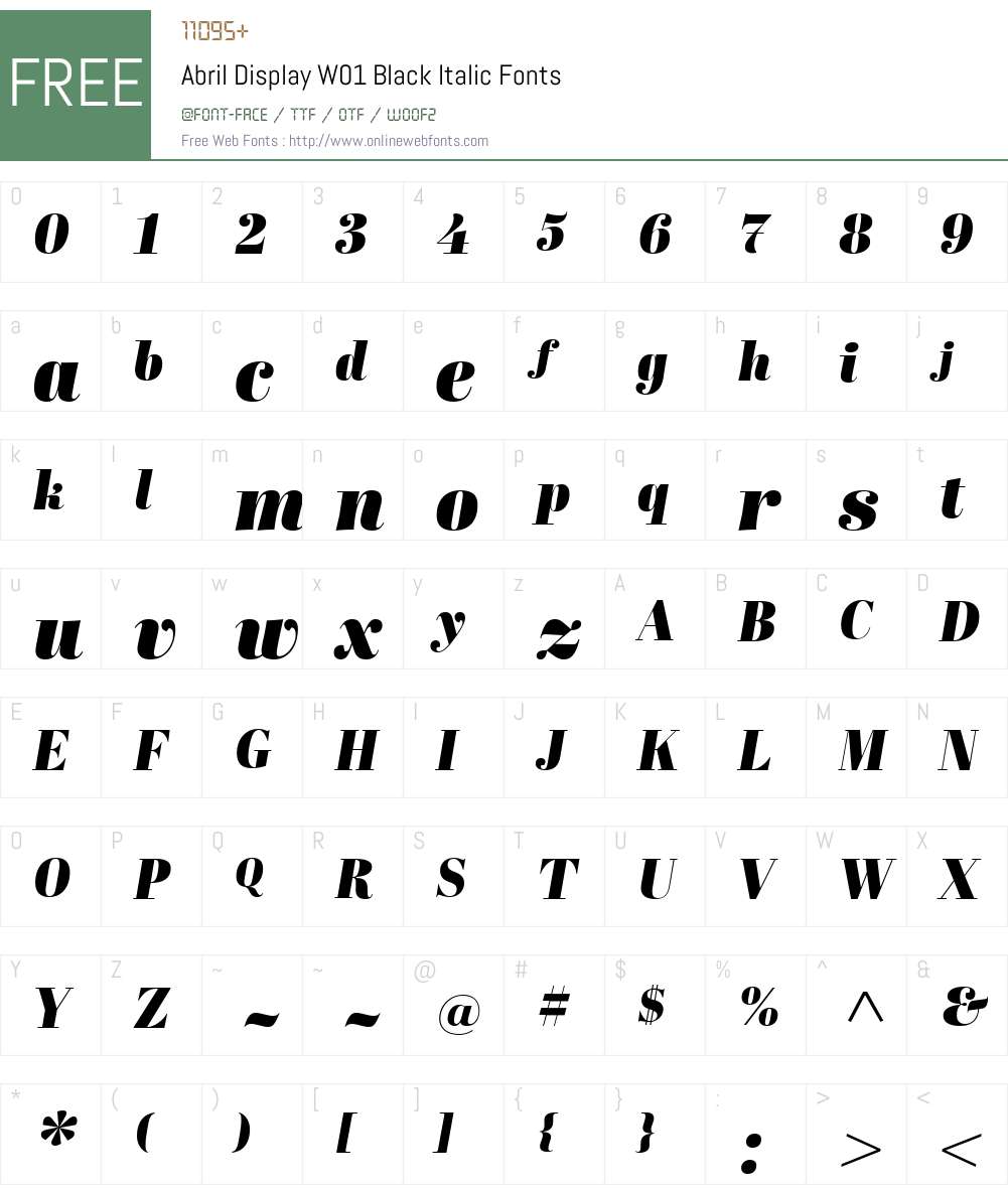 AbrilDisplayW01-BlackIt Font Screenshots