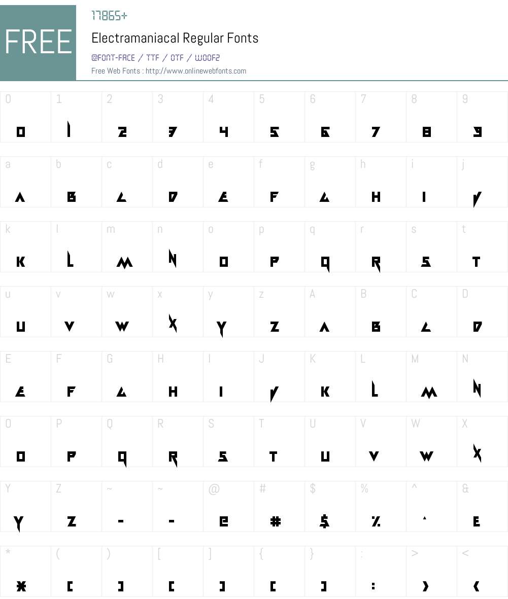 Electramaniacal Font Screenshots
