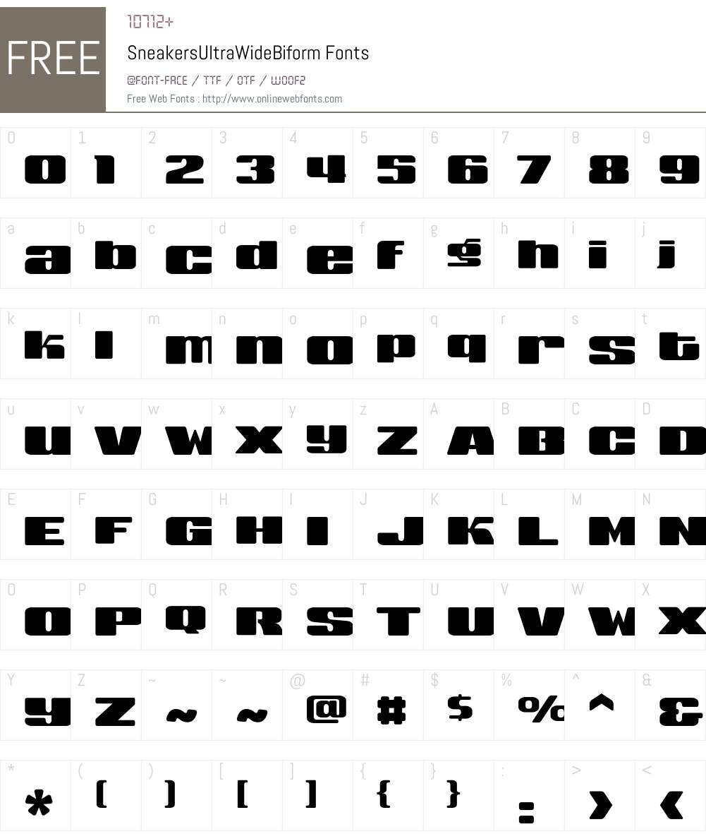 SneakersUltraWideBiform Font Screenshots