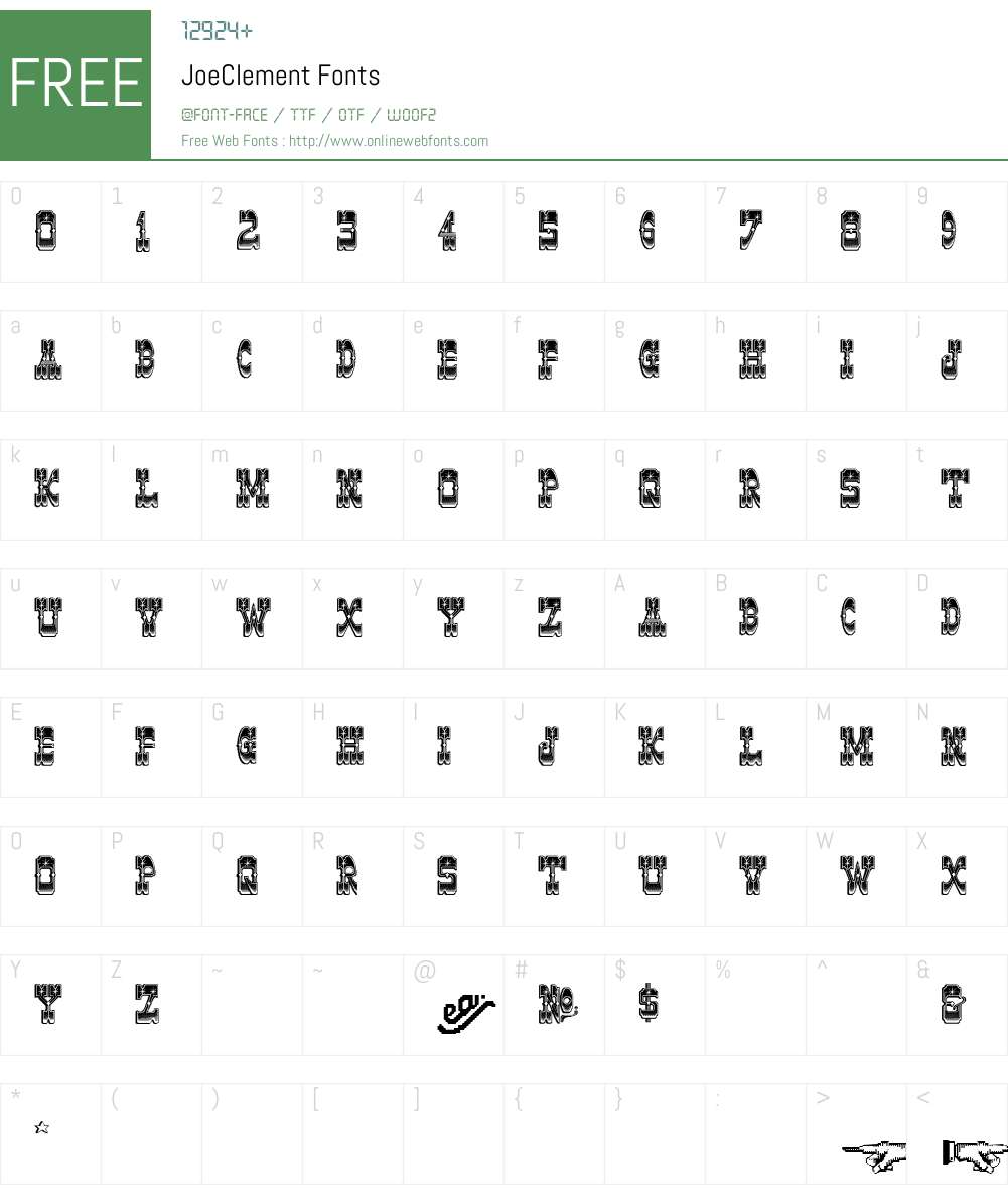 JoeClement Font Screenshots