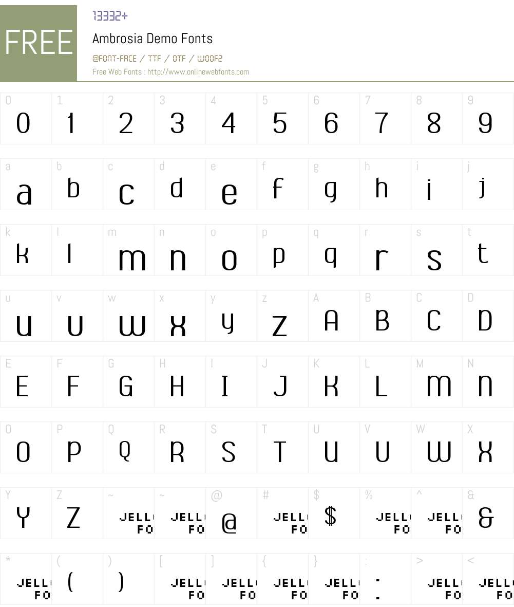 Ambrosia Demo Font Screenshots