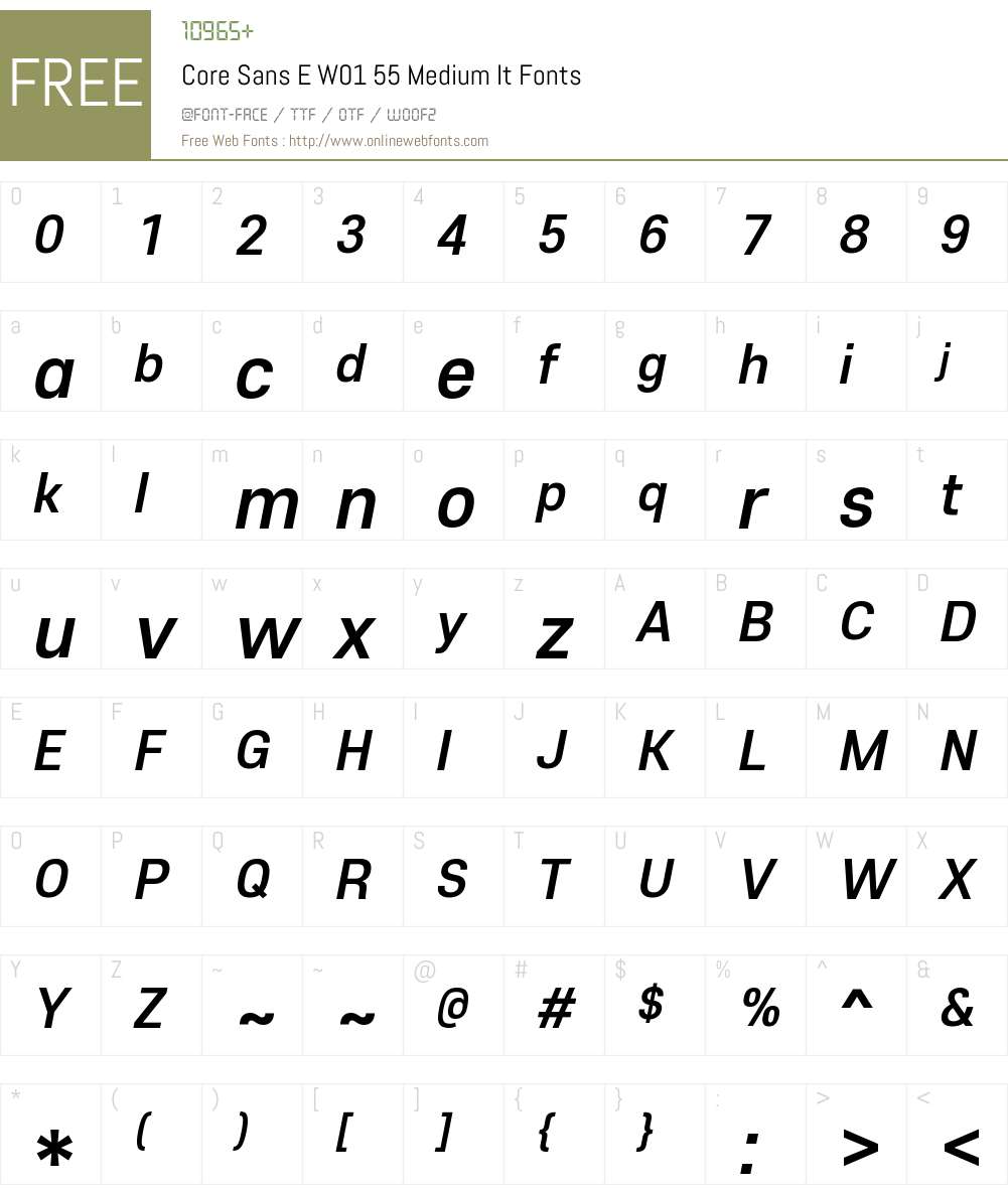 CoreSansEW01-55MediumItalic Font Screenshots