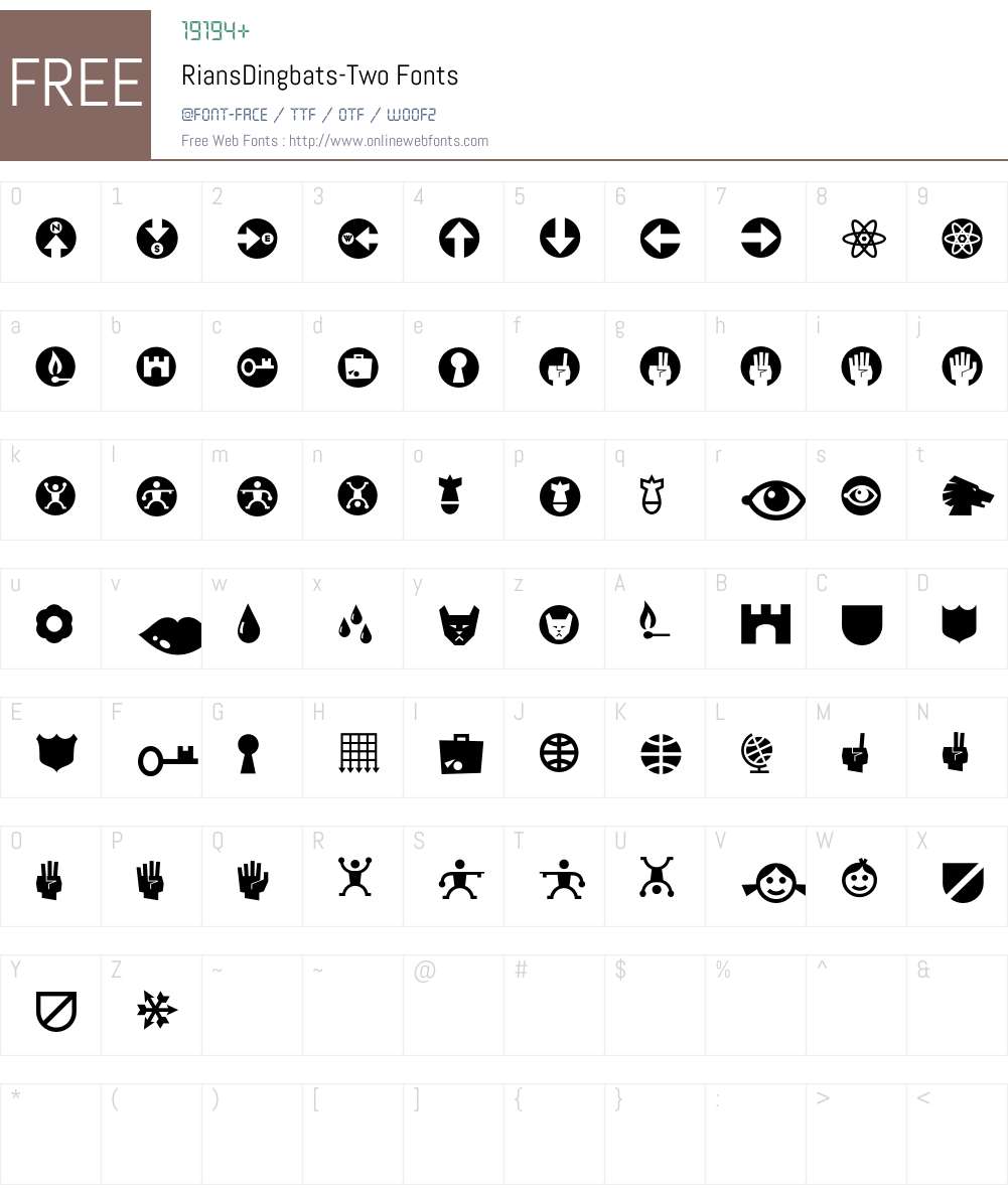 RiansDingbats Font Screenshots
