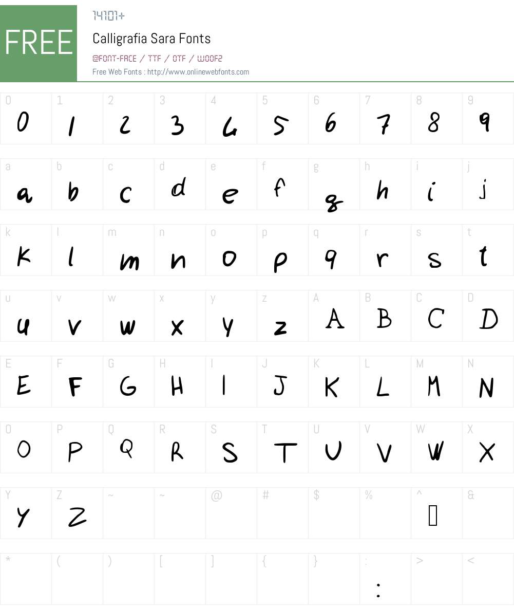 Calligrafia Sara Font Screenshots
