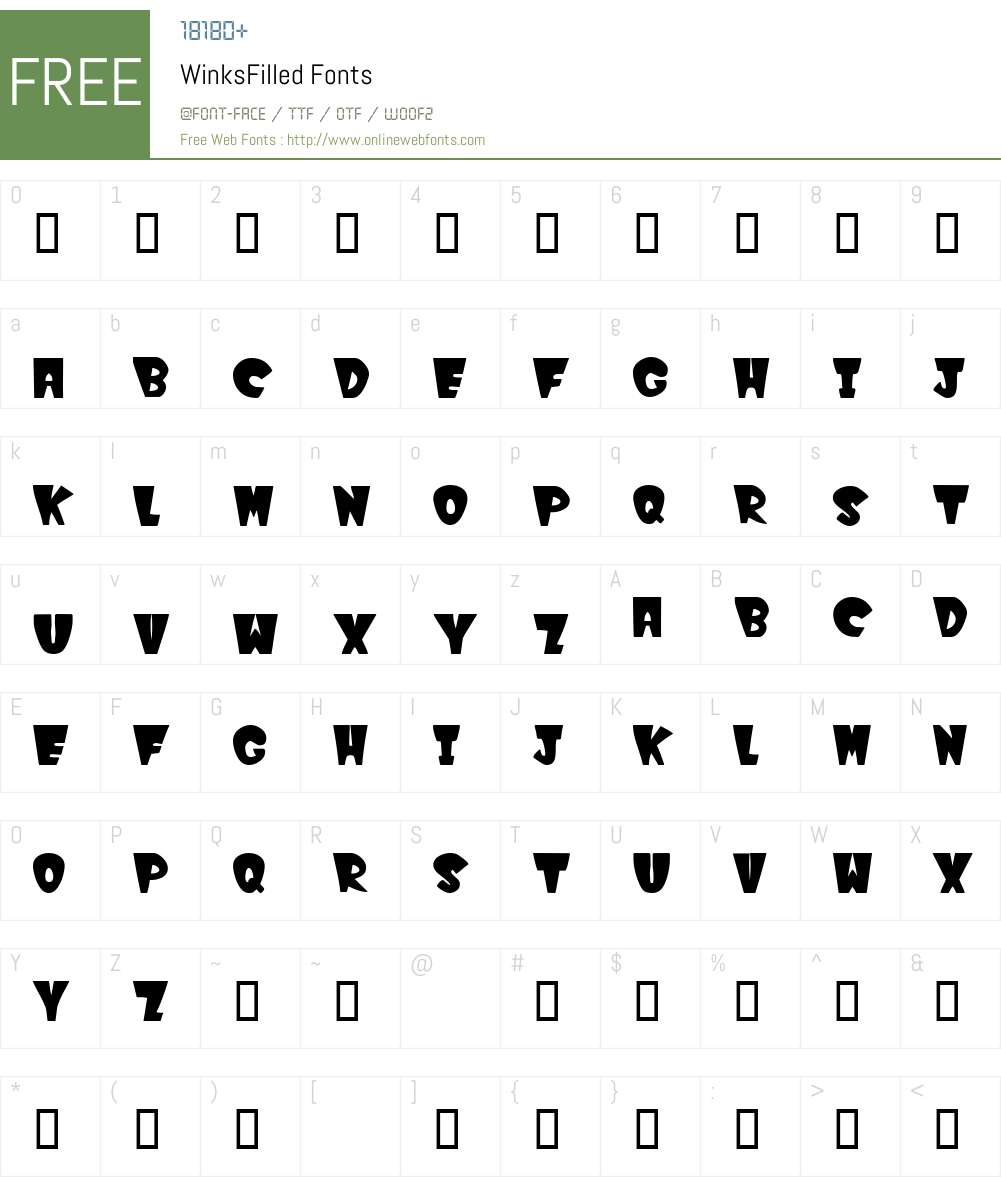 WinksFilled Font Screenshots