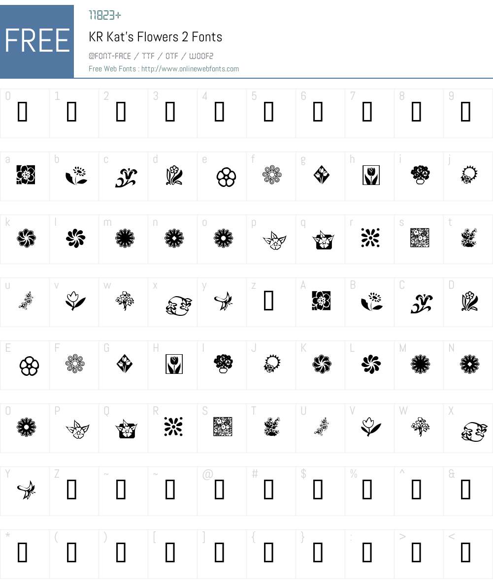 KR Kat's Flowers 2 Font Screenshots