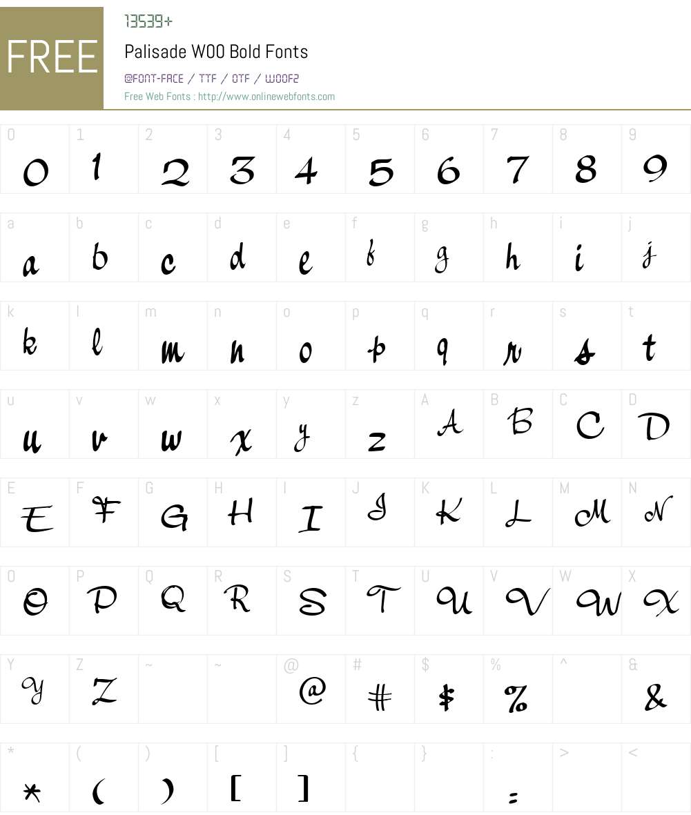 PalisadeW00-Bold Font Screenshots