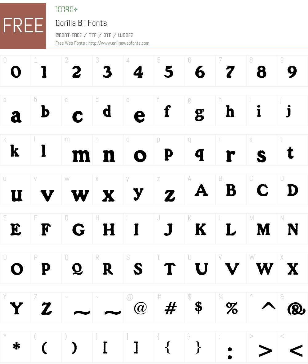 GorillaITCbyBT-Regular Font Screenshots