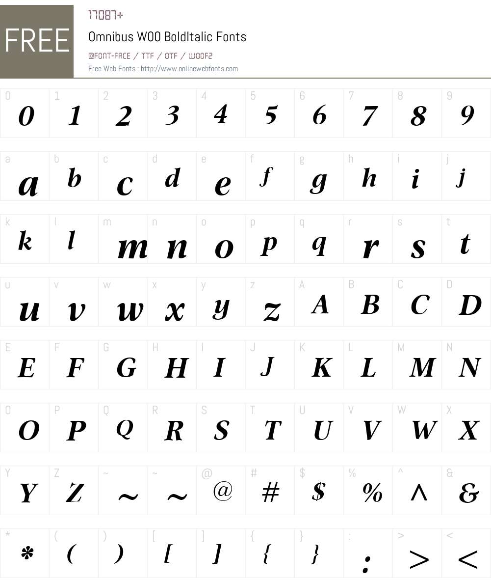 OmnibusW00-BoldItalic Font Screenshots