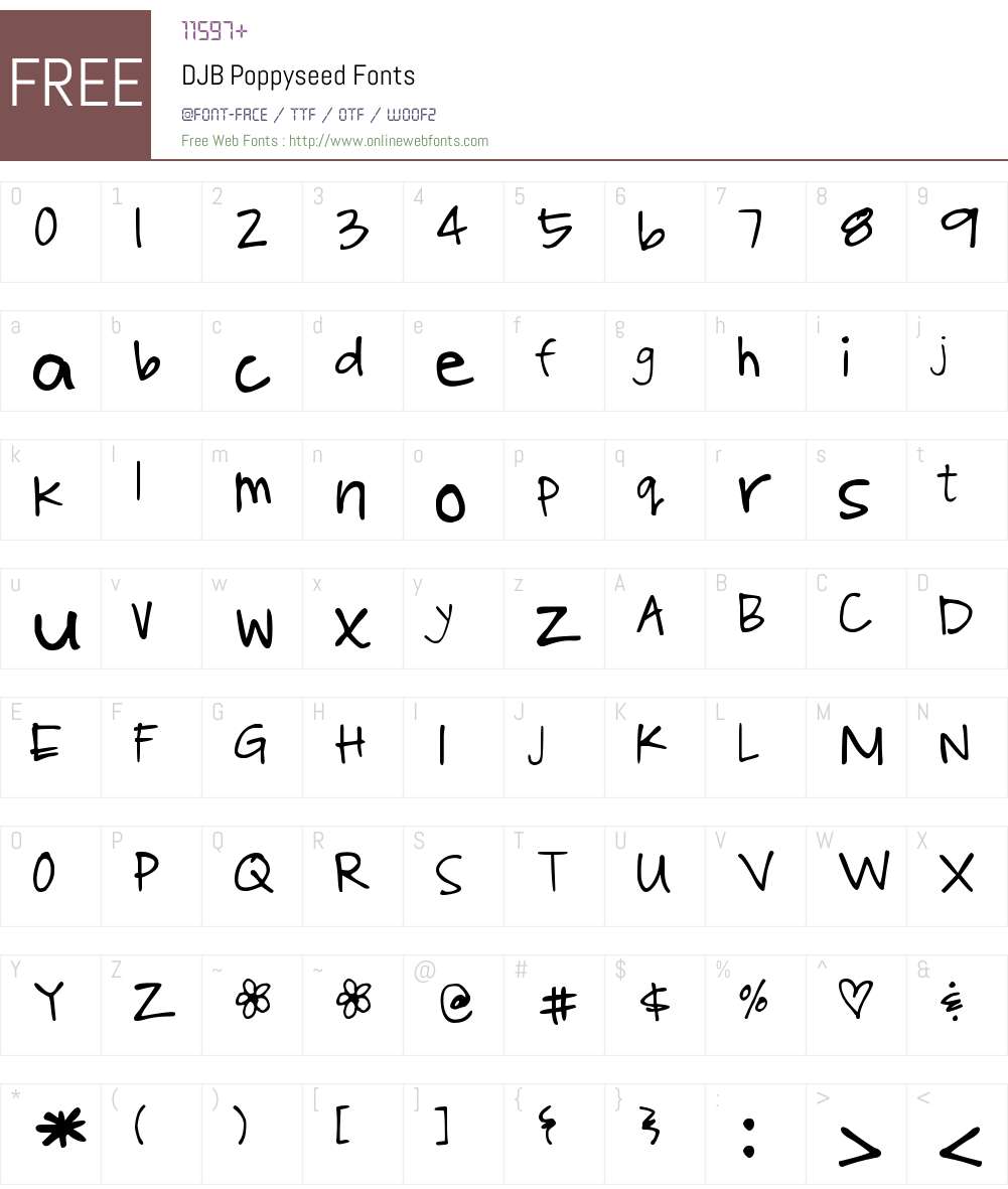 DJB Poppyseed Font Screenshots