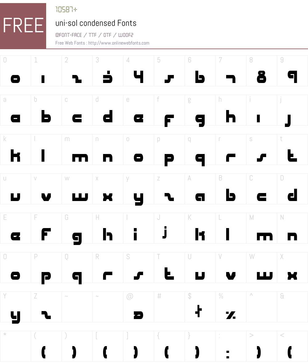uni-sol condensed Font Screenshots