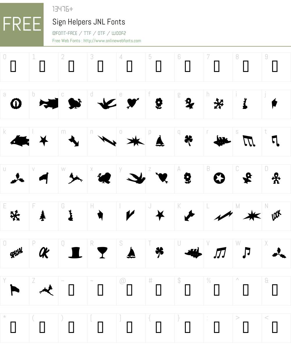 SignHelpersJNL Font Screenshots