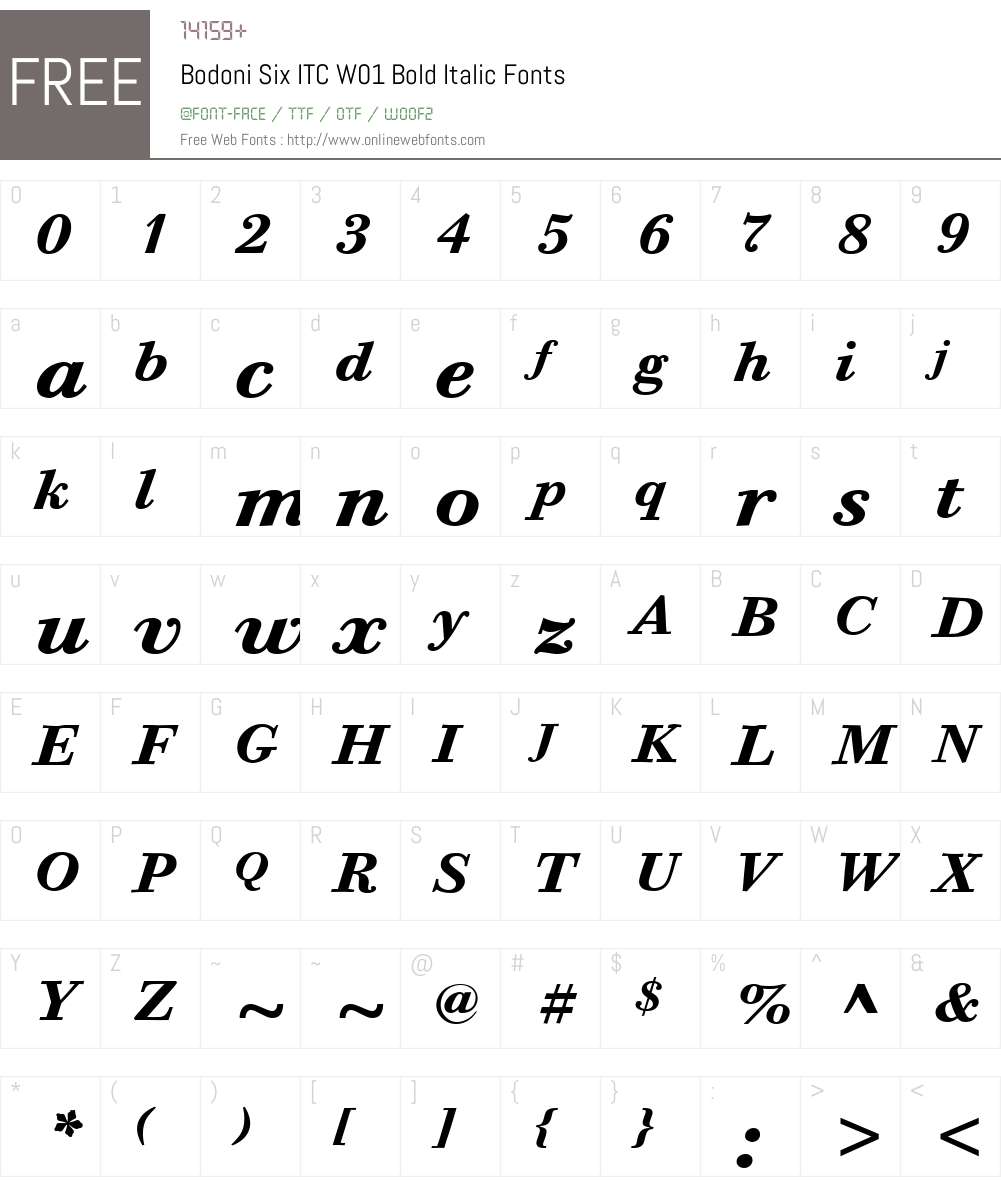 BodoniSixITCW01-BoldItalic Font Screenshots