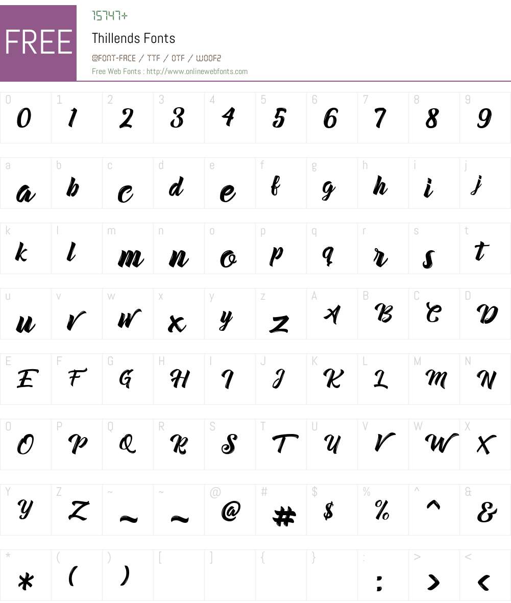 Thillends Font Screenshots